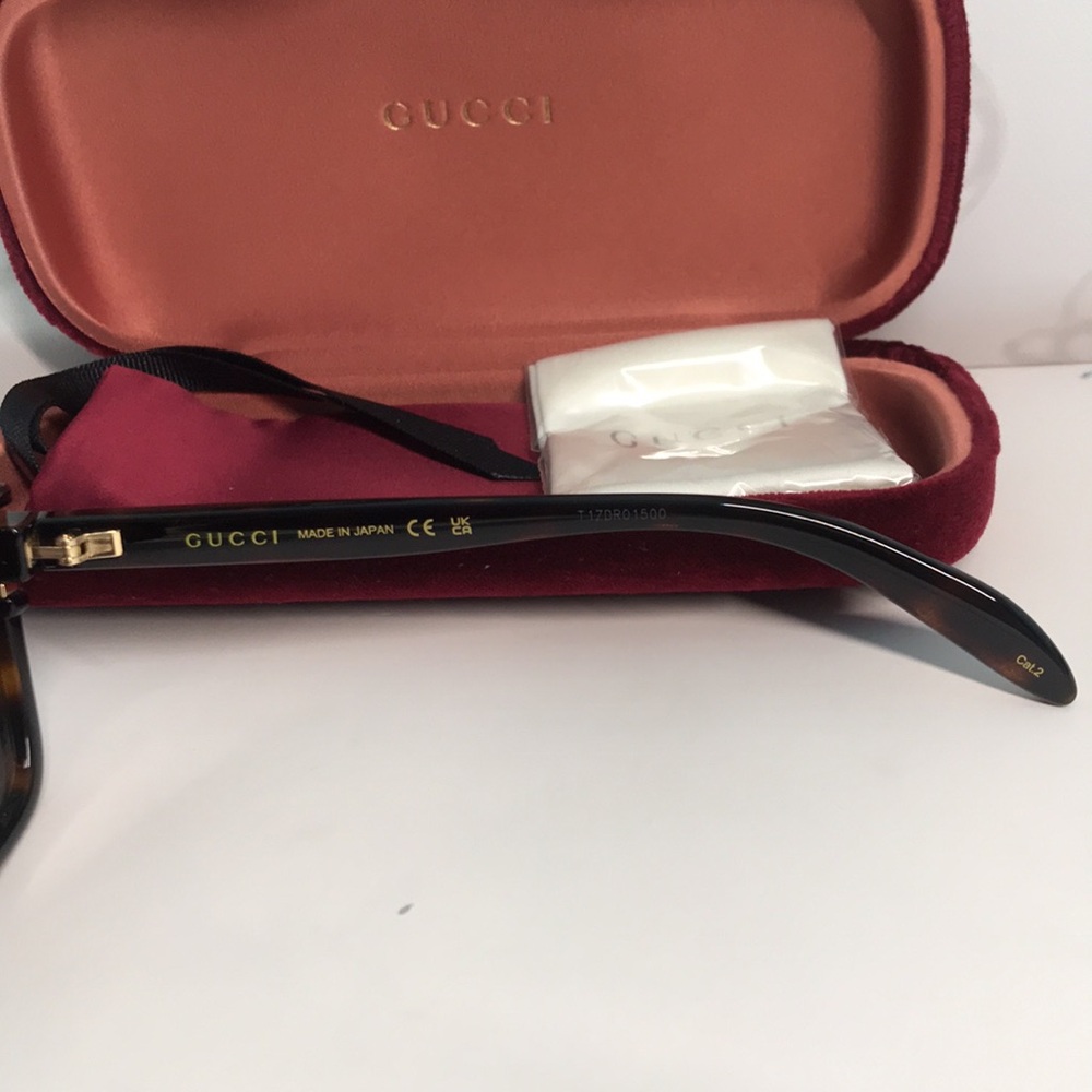 New Authentic Gucci Tortoise Square Sunglasses GG1066S 002 - Picture 8 of 14